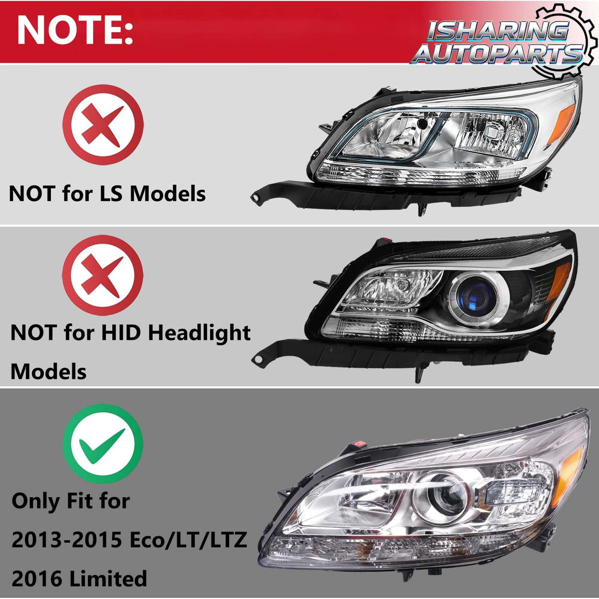Headlights Assembly for 2013-2015 Chevy Malibu, 2016 Malibu Limited