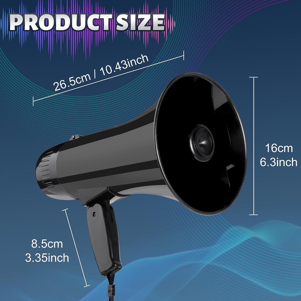 Portable Megaphone Bullhorn 35 Watt Power Megaphone Speaker with Siren/Alarm Modes, 240S Recording, USB Flash Drive