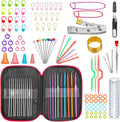 100 Pcs Crochet Hook Set with Yarn Knitting Needles Sewing Tools Full Set Knit Gauge Scissors Stitch Holders