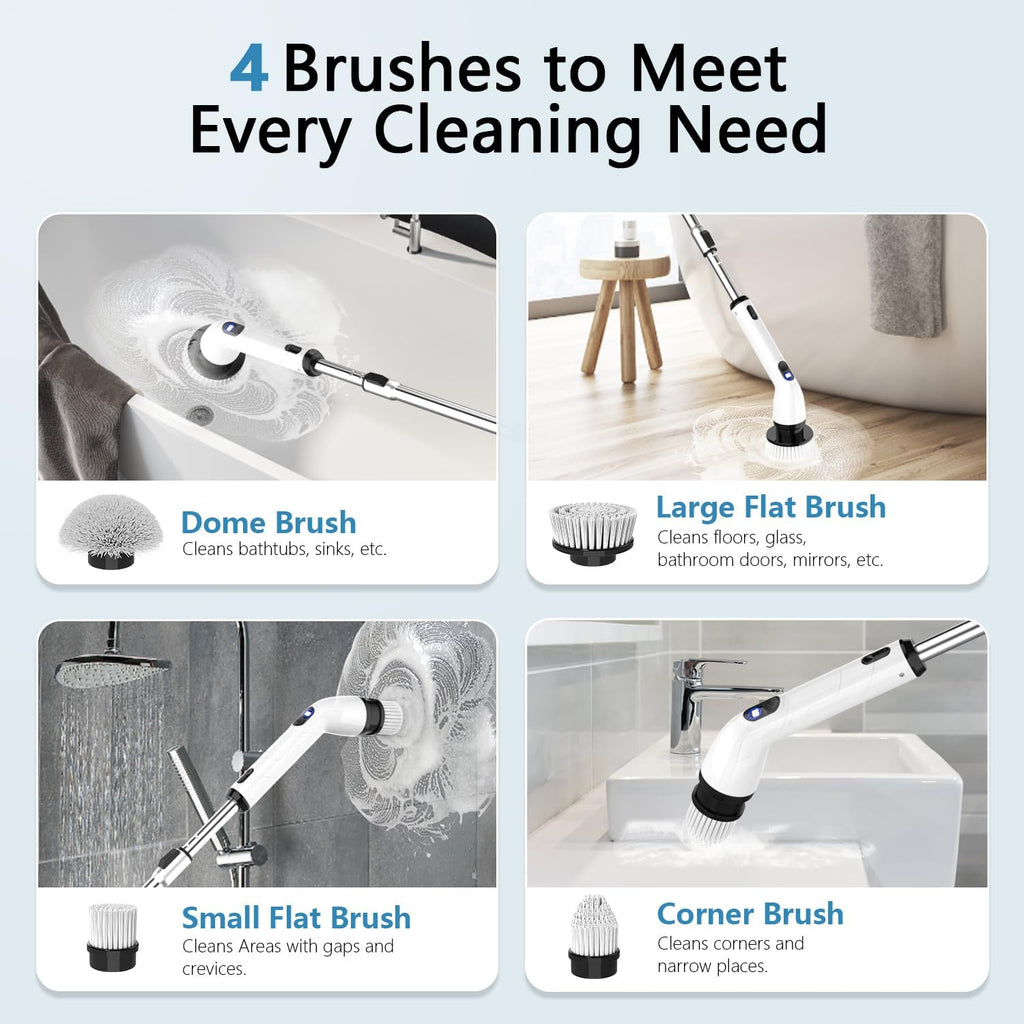 Electric Spin Scrubber,8 Replaceable Brush Heads for Home