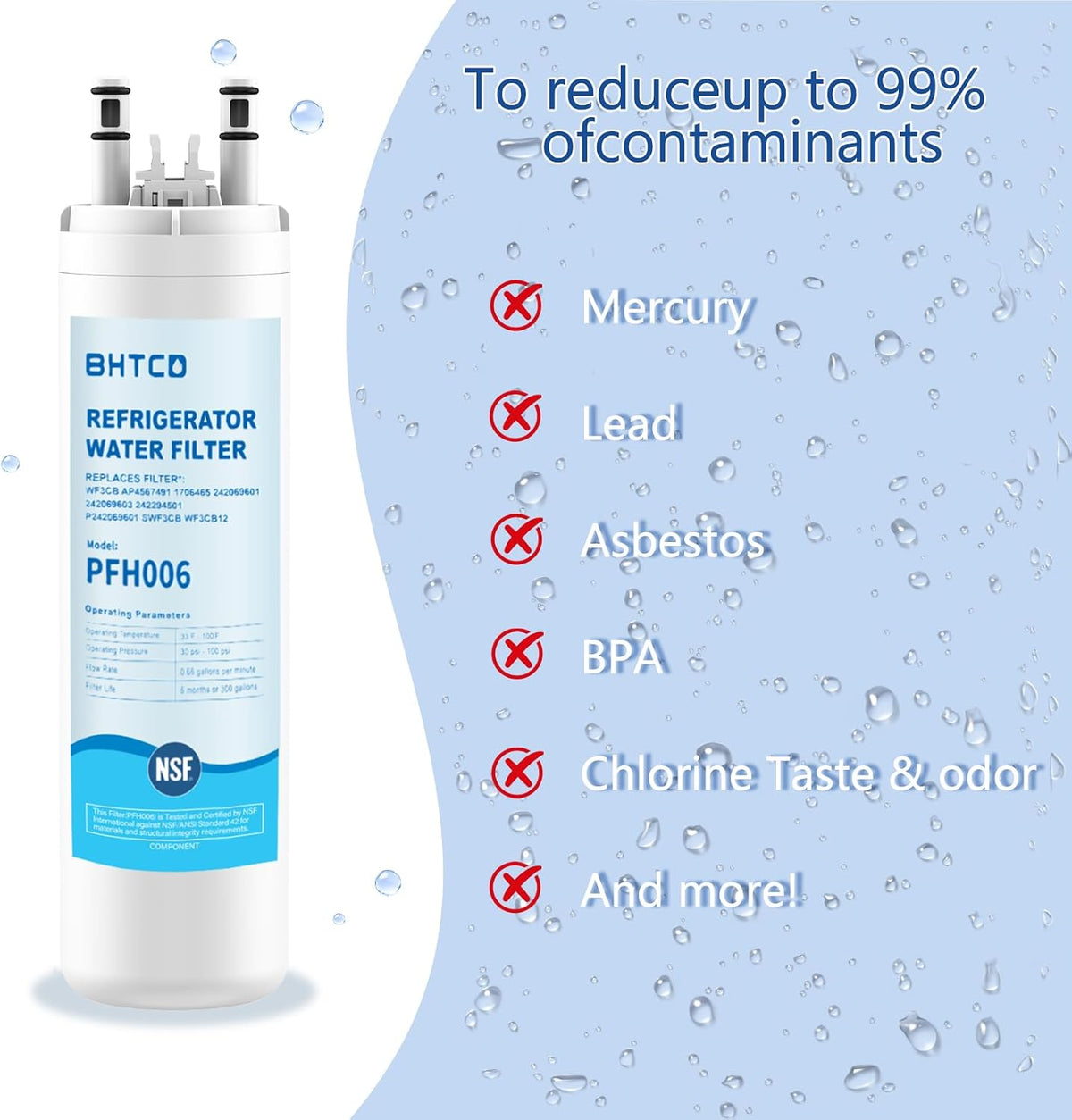 FFSS2615TS LFSS2612TF LFSS2612TE Water Filter for Frigidaire Refrigerator