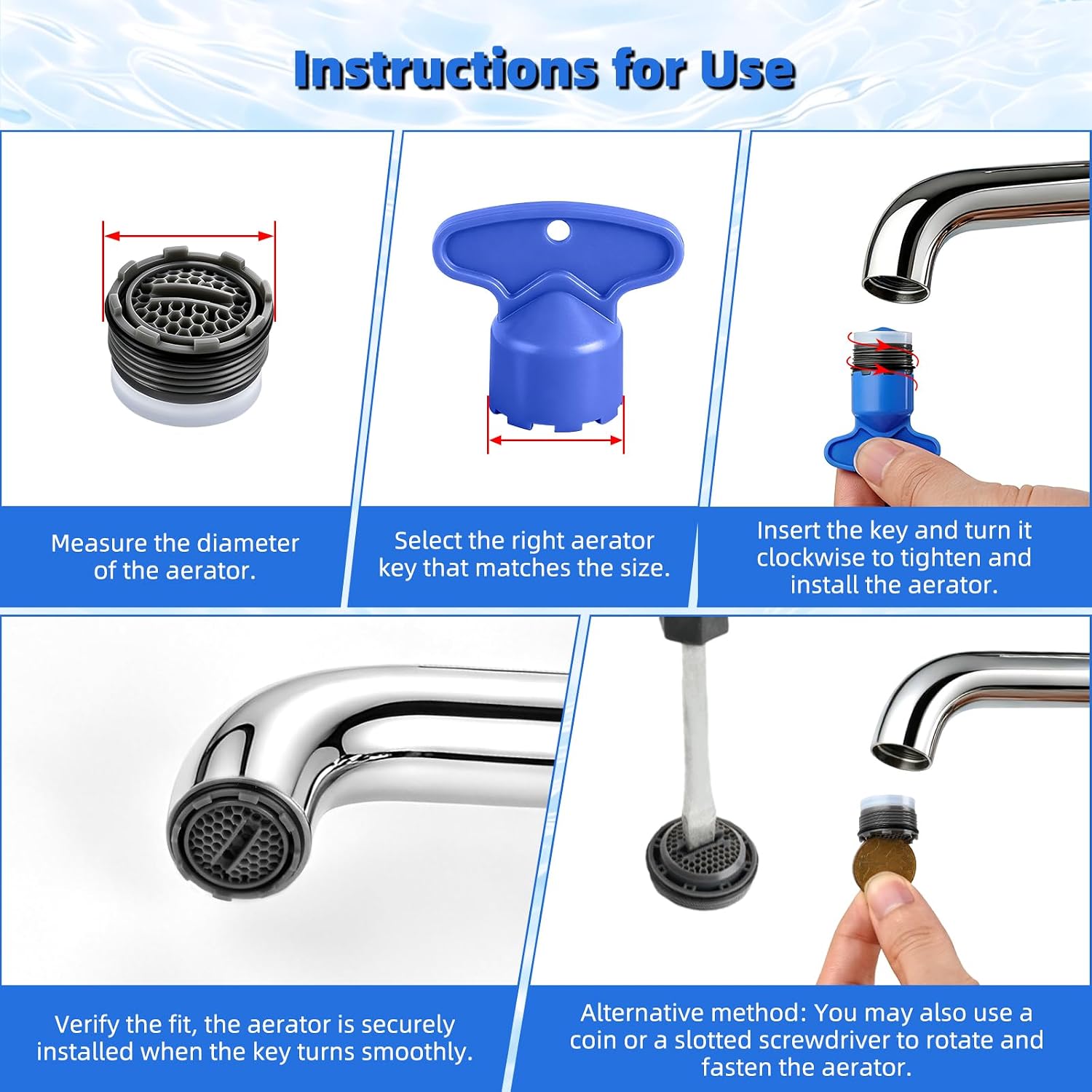 12 Pcs Faucet Aerator with 6 Pcs Faucet Aerator Key Removal Wrench Tool, Aerators Replacement Inserts for Sink M16.5