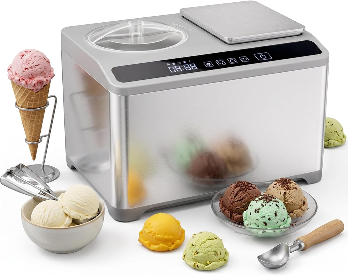 2.1Qt Soft & Hard Ice Cream Maker with Food Scale, No Pre-Freezing