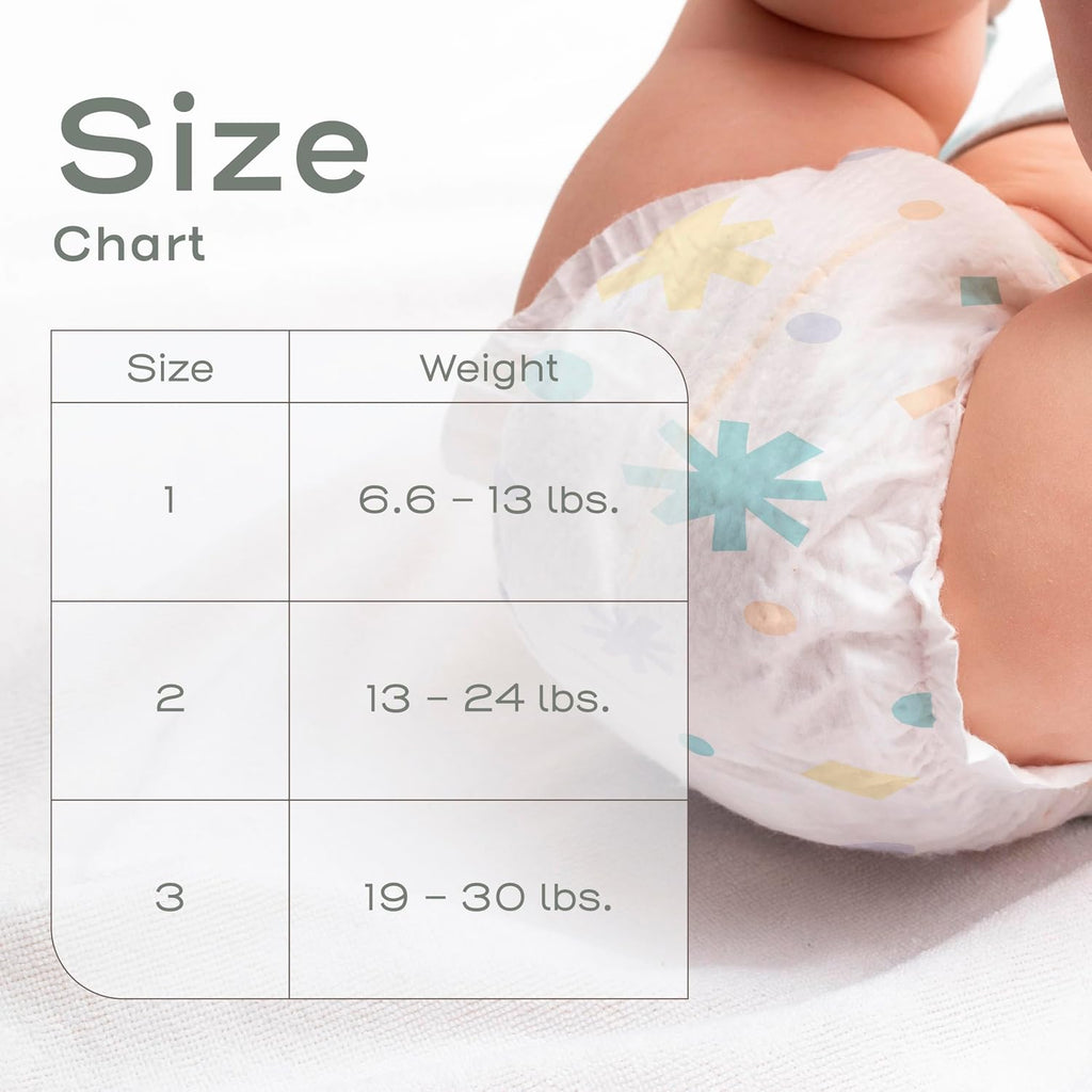 Snuggle Bum Baby Diapers Size 1, Newborn, PFAS-Free, 216 Count