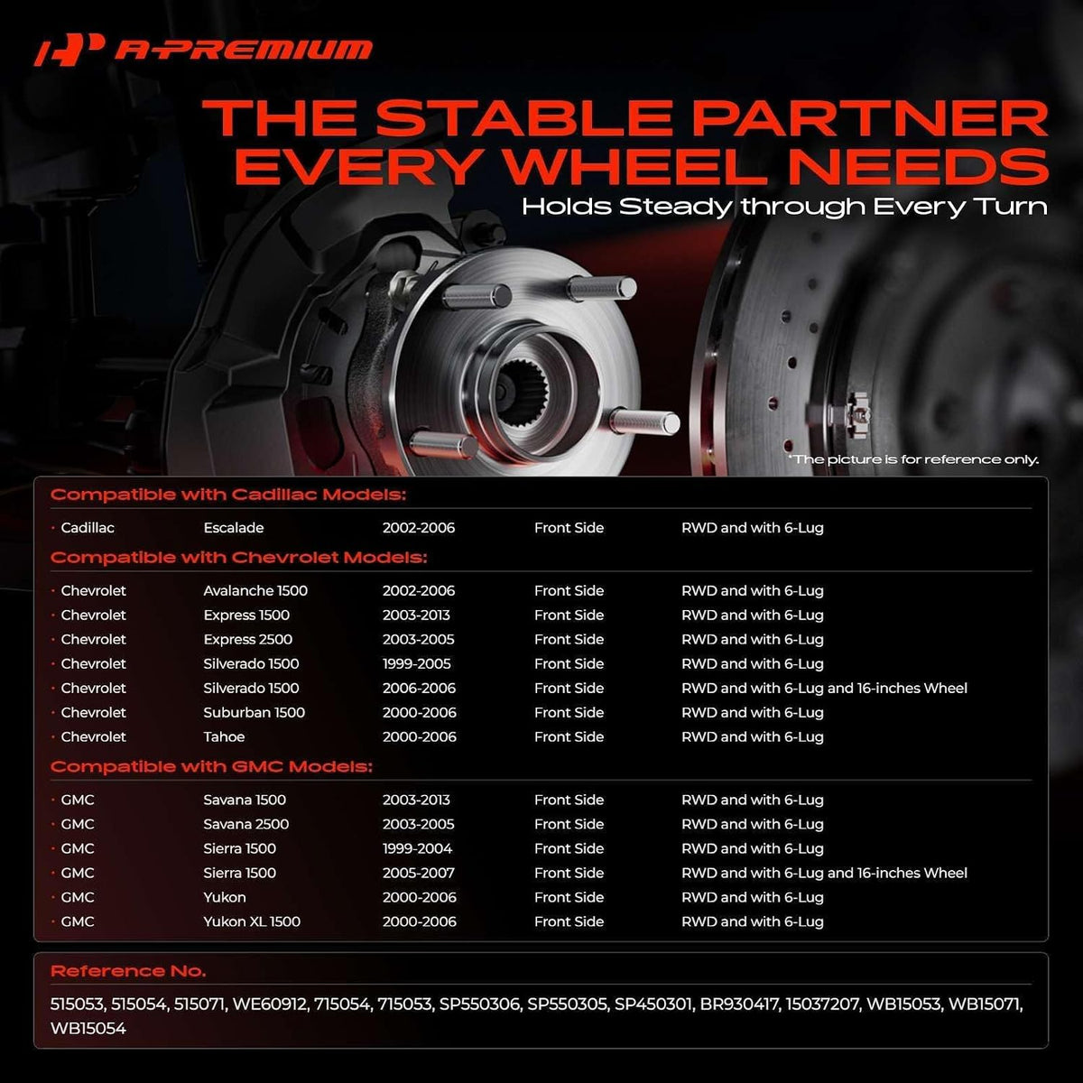 A-Premium Front Wheel Bearing Hub Assembly for Chevy Silverado 1500 99-06