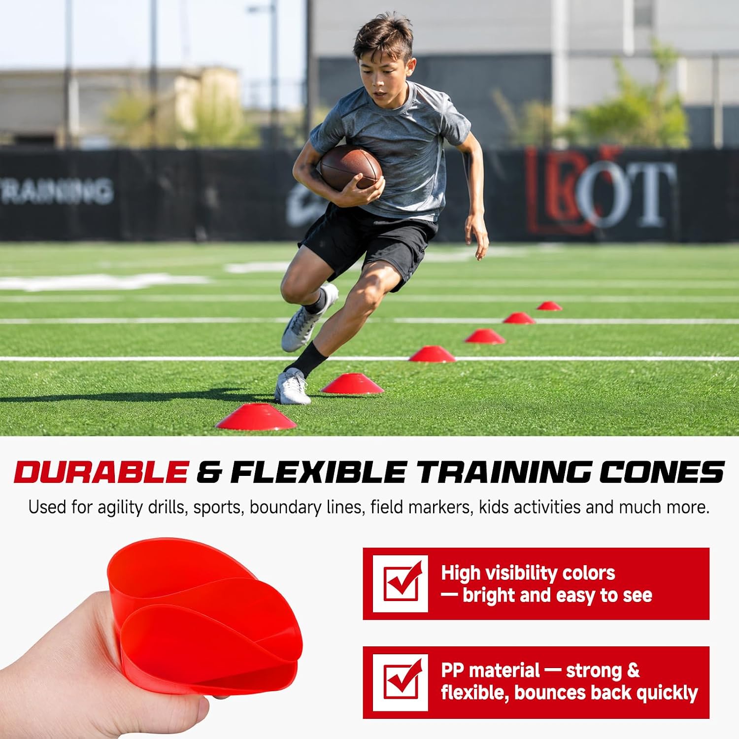 Flag Football Belts Set - Flag Football Gear | 47.25" Adjustable Football Flags with Training Cones & Bag