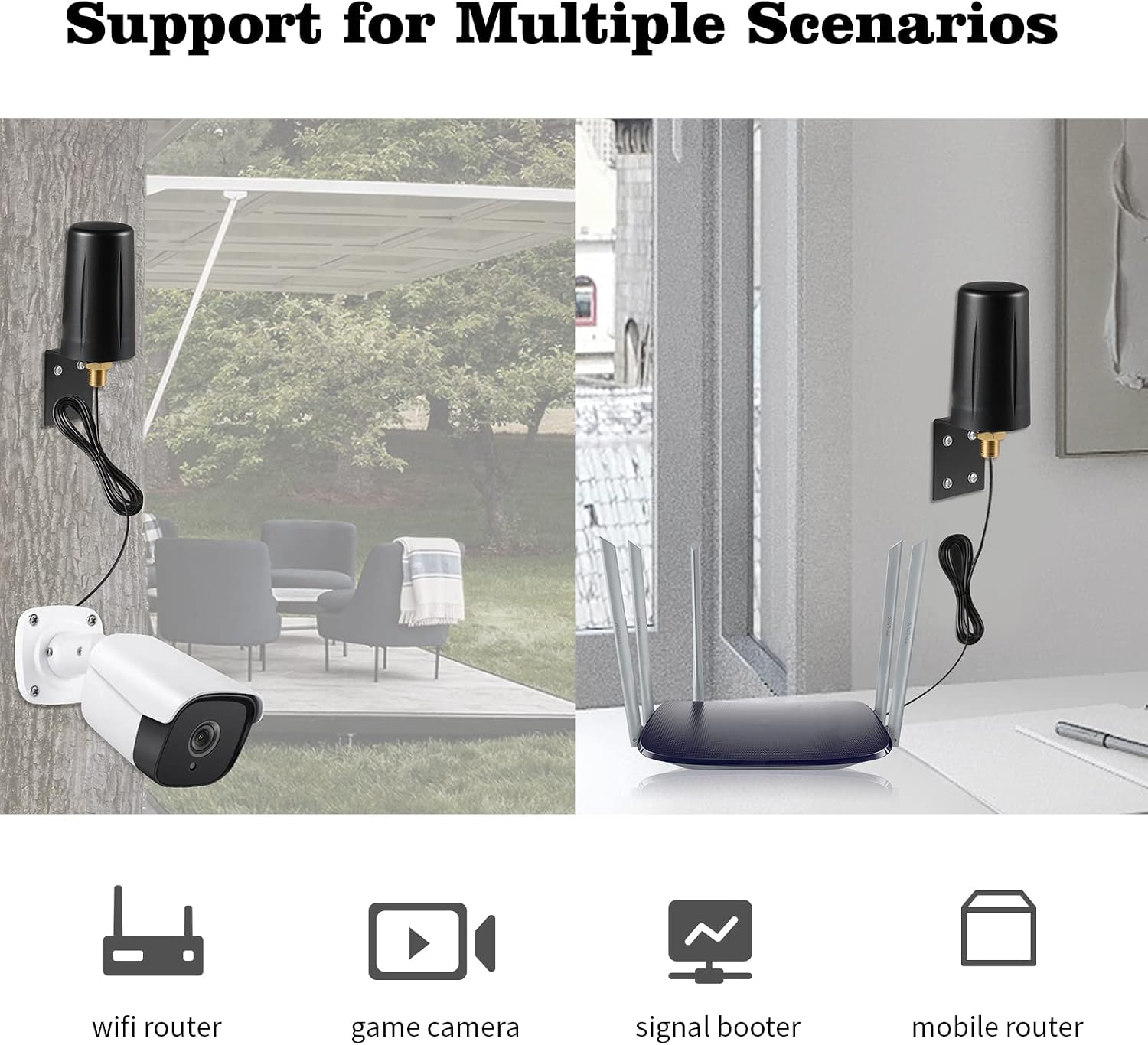 Outdoor 7dBi Dual Band 2.4GHz 5GHz 5.8GHz Long Range WiFi Booster Antenna for WiFi Router Hotspot Network Devices PC