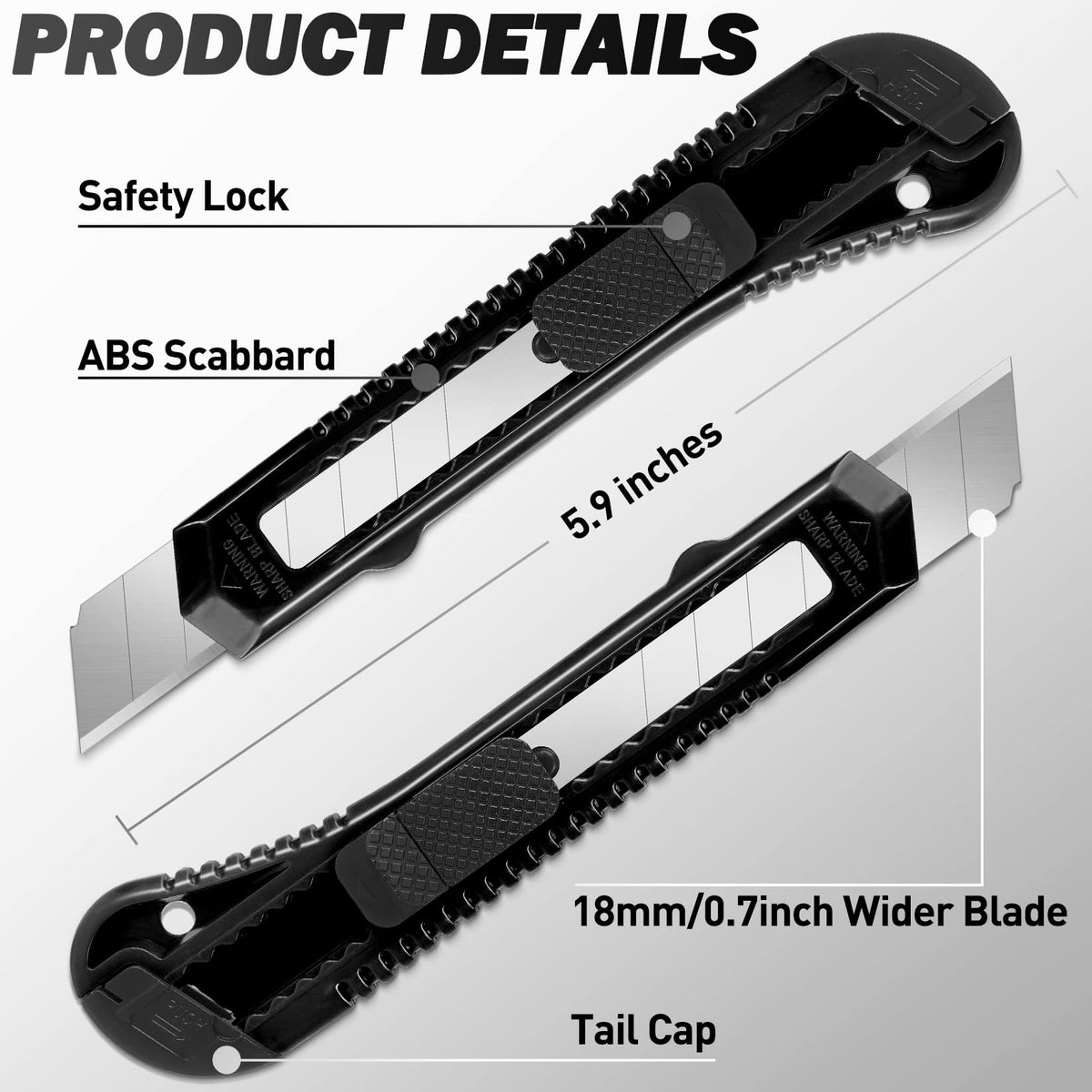 30 Pack Box Cutter Retractable, Box Cutters with 18mm Wide Utility Blades, Sharp Utility Knife Retractable, Box