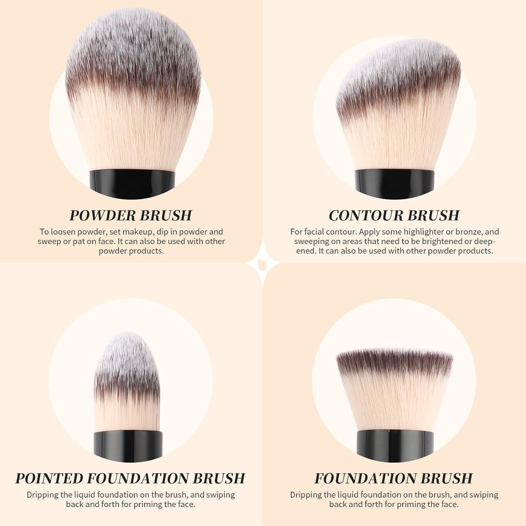 Foundation Makeup Brushes, 2Pcs Premium Dual-Ended Makeup Brush Foundation, Powder, Buffer & Contour Brushes for