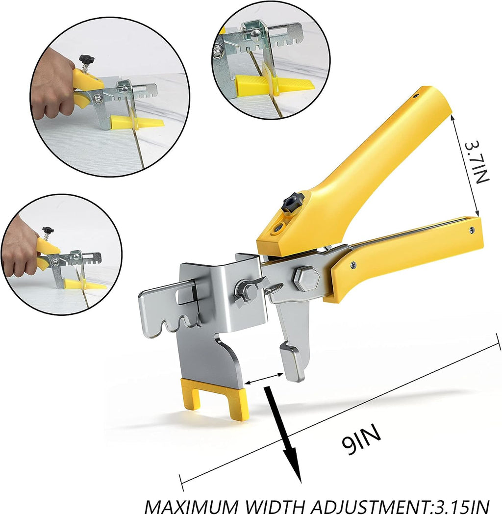 1/8 Inch Tile Leveling System with Tile Plier - 300Pcs Tile Spacers Clips, 100-piece Reusable Wedges - Tile