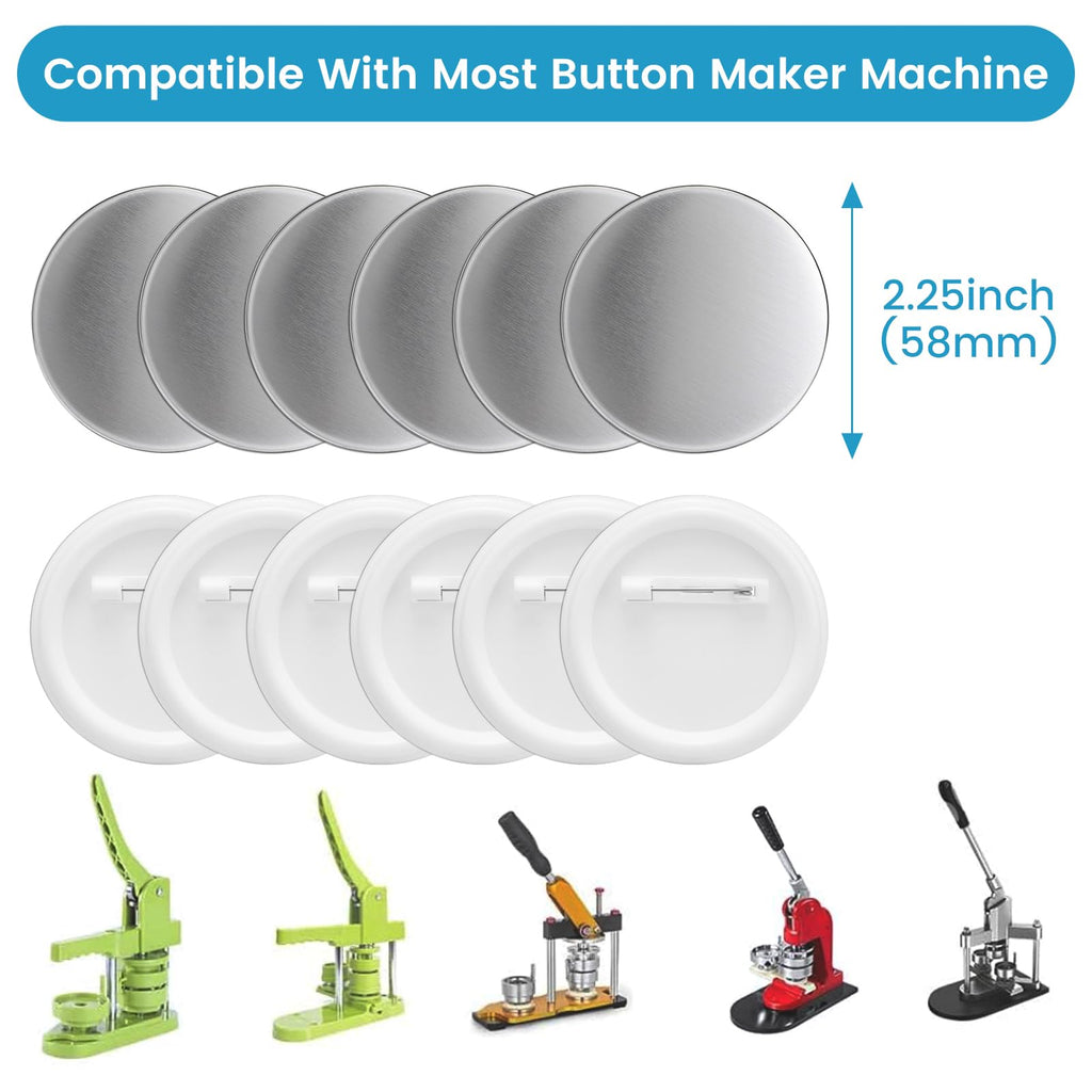 Button Maker Supplies, 100 Sets 58mm/2.25 inch Button Supplies