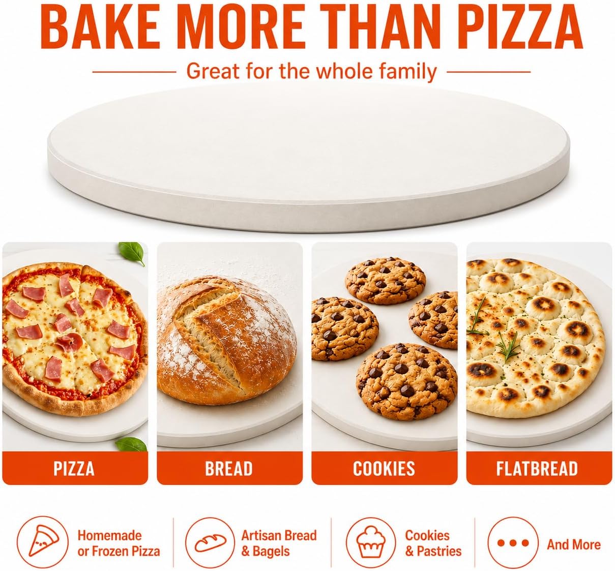 15 Inch Round Cordierite Pizza Stone for Oven and Grill