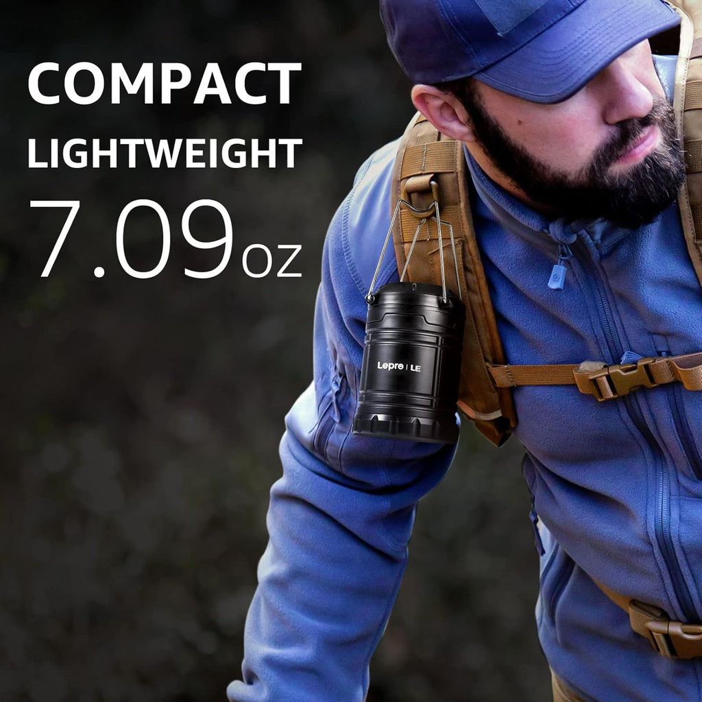 LED Camping Lanterns Battery Powered, Collapsible, IPX4 Water Resistant, Outdoor Portable Lights for Emergency