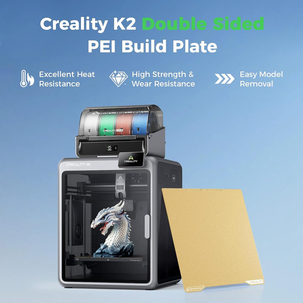 K2 Build Plate, 270x293mm Textured PEI Sheet Magnetic Flexible Removable Spring Steel Printing Plate 3D Printer Bed