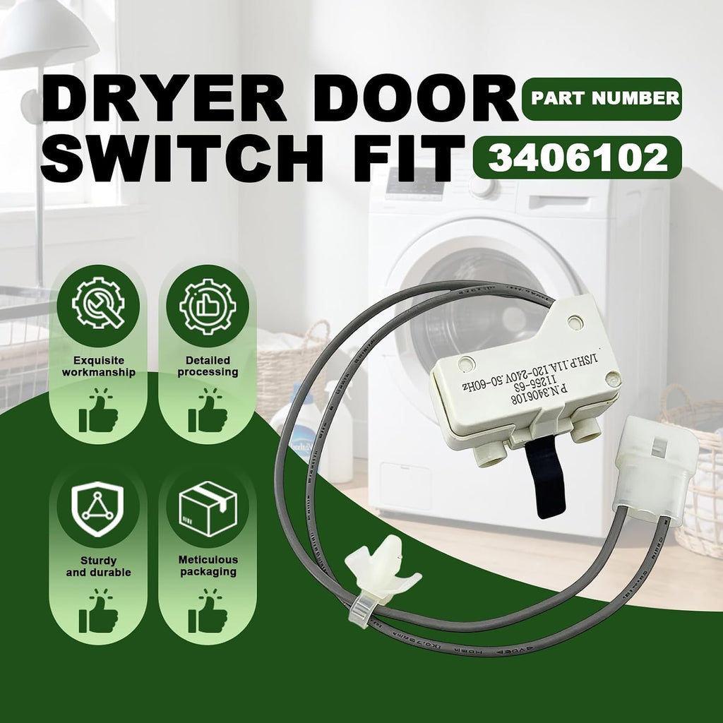Dryer Door Switch for Whirlpool KitchenAid Jenn-Air Amana Replace 3406102
