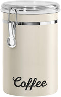 Stainless Steel Coffee Canister 62 fl oz - Airtight Clamp Lid, Warm Gray, Tinted See-Thru Top - Ideal for Coffee Bean