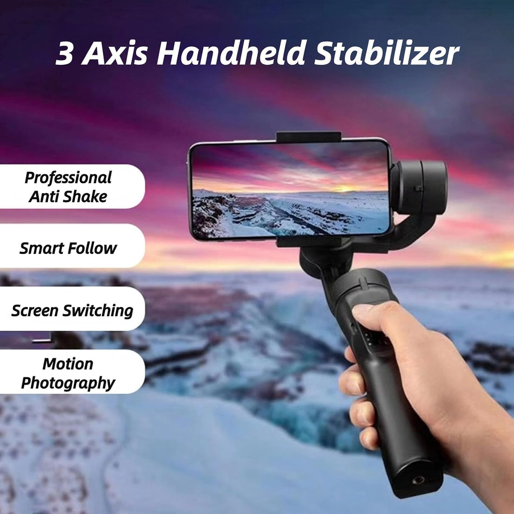 3 Axis Handheld Gimbal Stabilizer for Smartphone, S5 Foldable Phone Video Stabilizer with Face Tracking, Anti-Shake