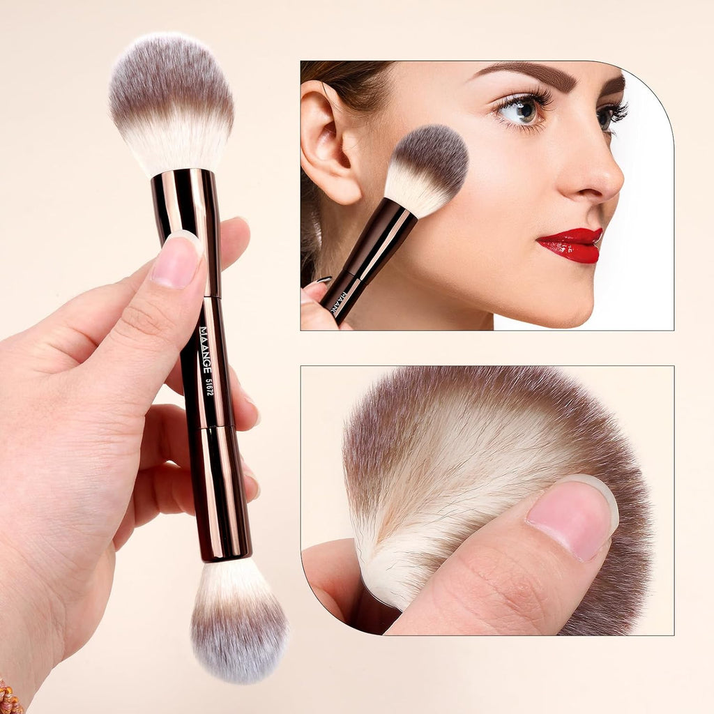 Foundation Makeup Brushes Set 2Pcs Double Ended Makeup Brush for Blending Liquid Powder Concealer Cream Blush Buffe