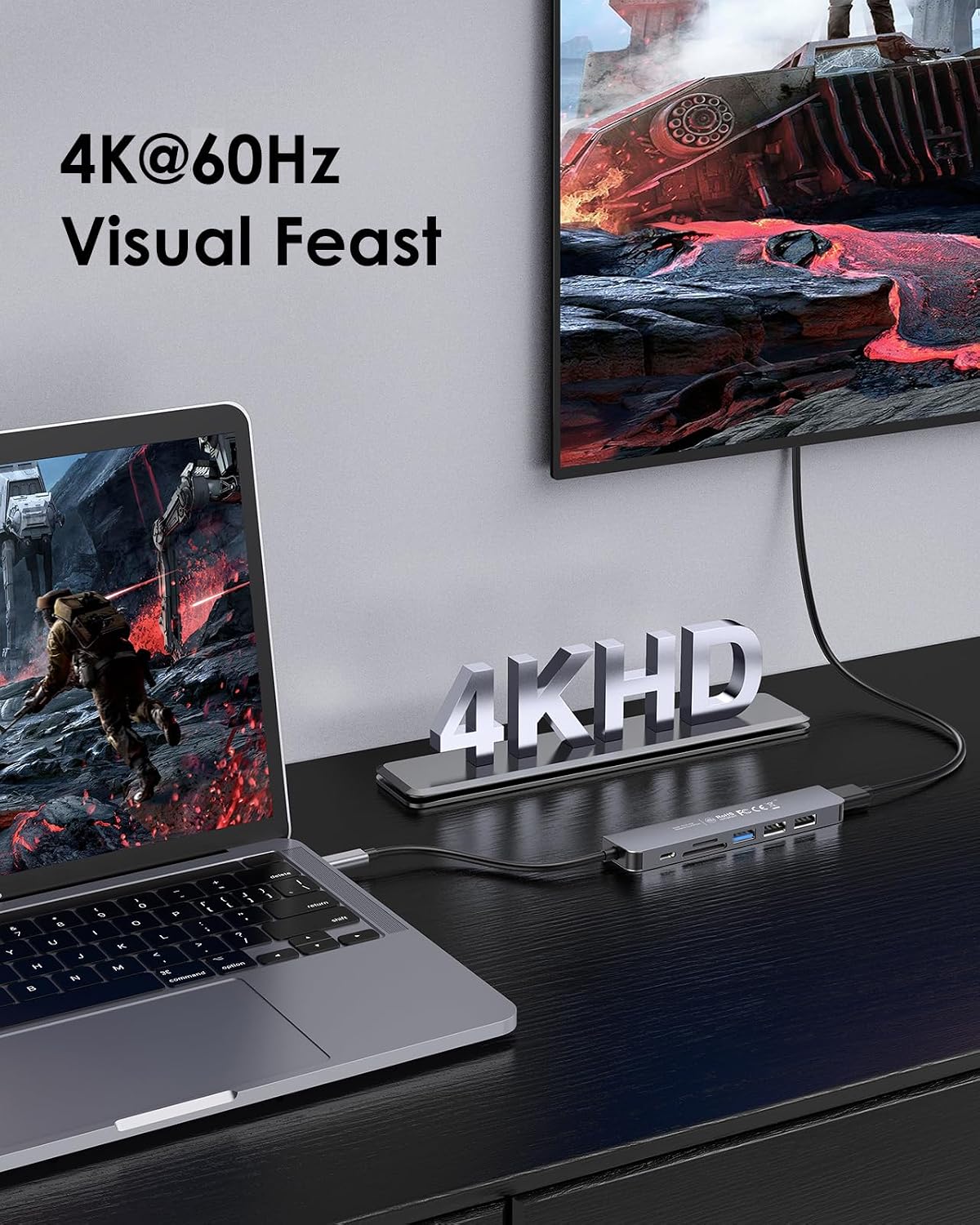 USB C Hub with 100W Charging, 4K HDMI, Dual Card Reader, USB 3.0 & 2.0 Compatible MacBook Pro, New Mac Air/Surface