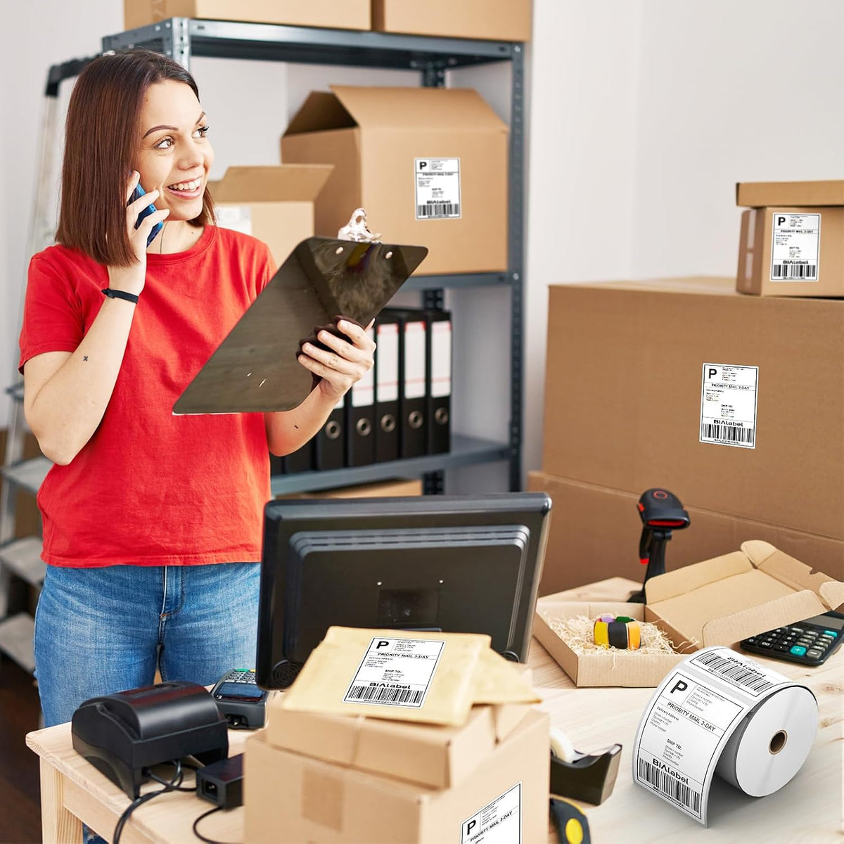 4 x 6 Inch Direct Thermal Shipping Labels, 4 Rolls, 1,800 Labels
