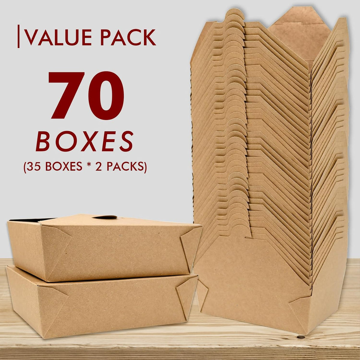 70 Pack 71 oz Kraft Paper Large Takeout Food Containers
