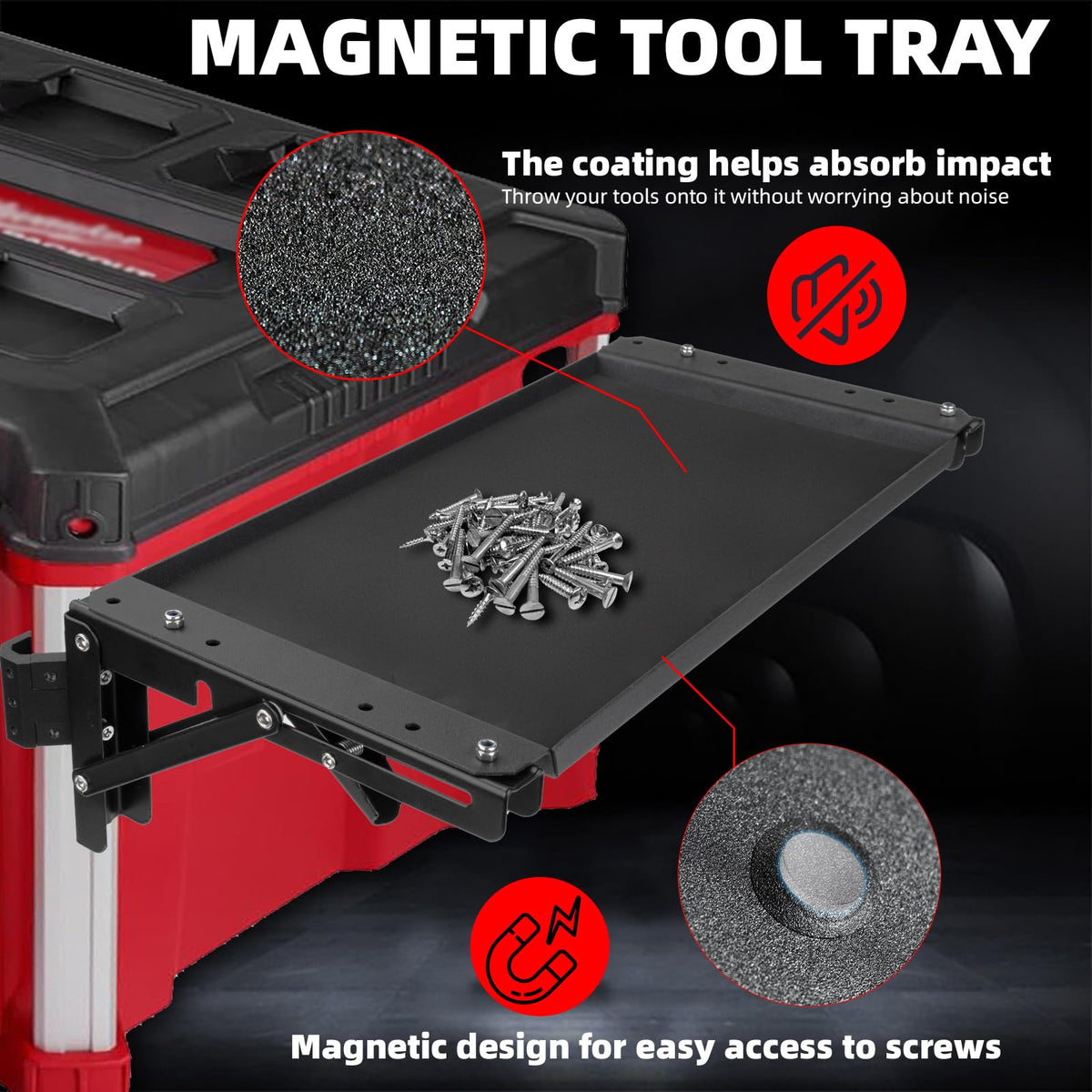 Folding Packout Mount Compatible with Milwaukee Packout Toolbox, Heavy Duty Foldable Work Table for Side Storage of