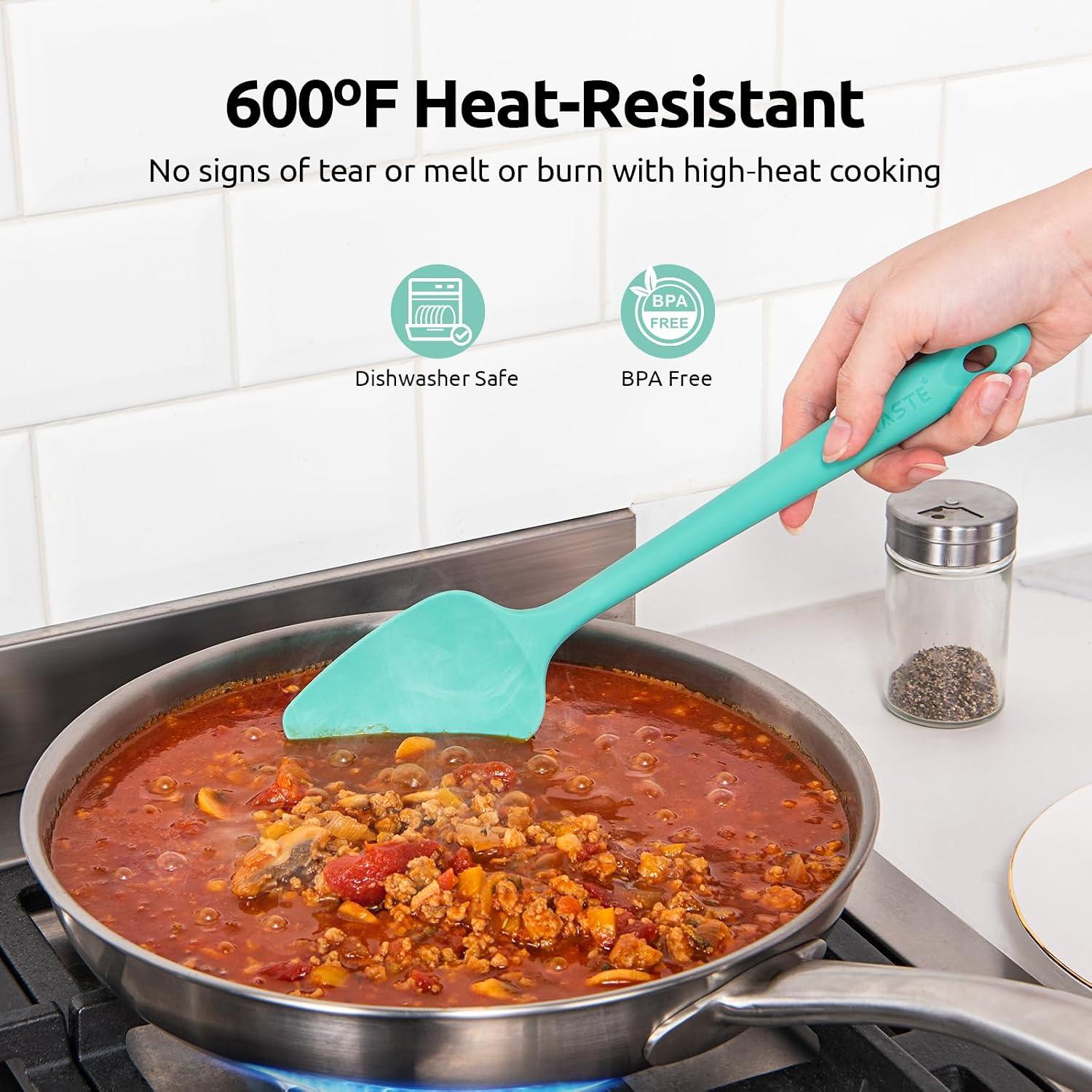 High Heat Resistant Silicone Spatula: U-Taste 600ºF Hot-Proof Food Grade Rubber Kitchen Baking Scraper, Flexible and