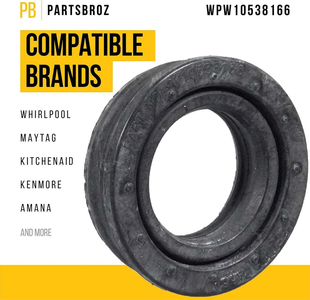 PartsBroz WPW10538166 Grommet - Compatible With Whirlpool Kenmore KitchenAid Maytag Dishwasher - Replaces W10538166 AP6022761 PS11756098 WDT730PAHZ0 WDT970SAHZ0 WDT750SAHZ0 WDT710PAYM5 WDTA50SAHZ0