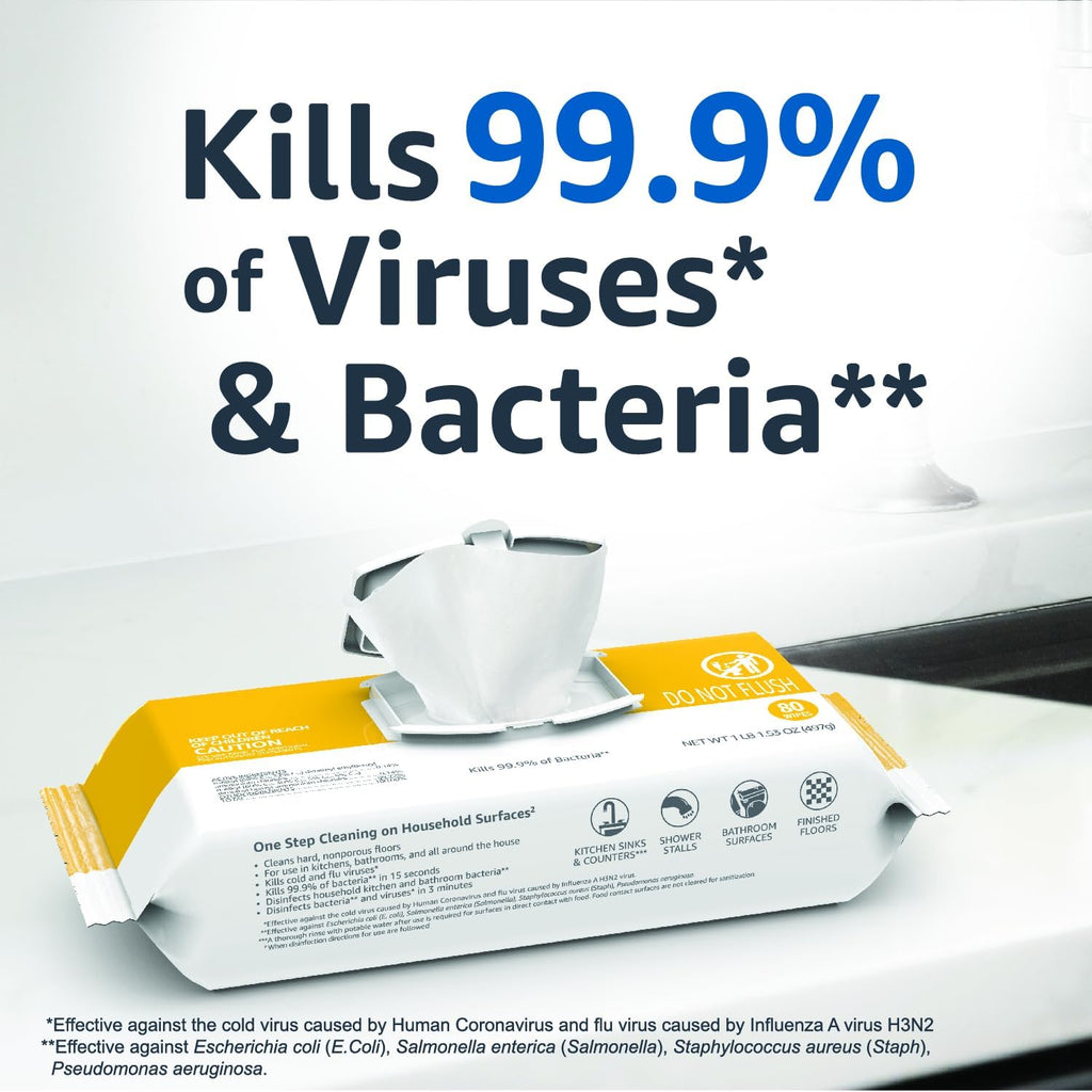 Disinfecting Wipes, Lemon & Fresh Air Scent, Multi-Surface, Sanitizes/Cleans/Disinfects/Deodorizes, Strong &
