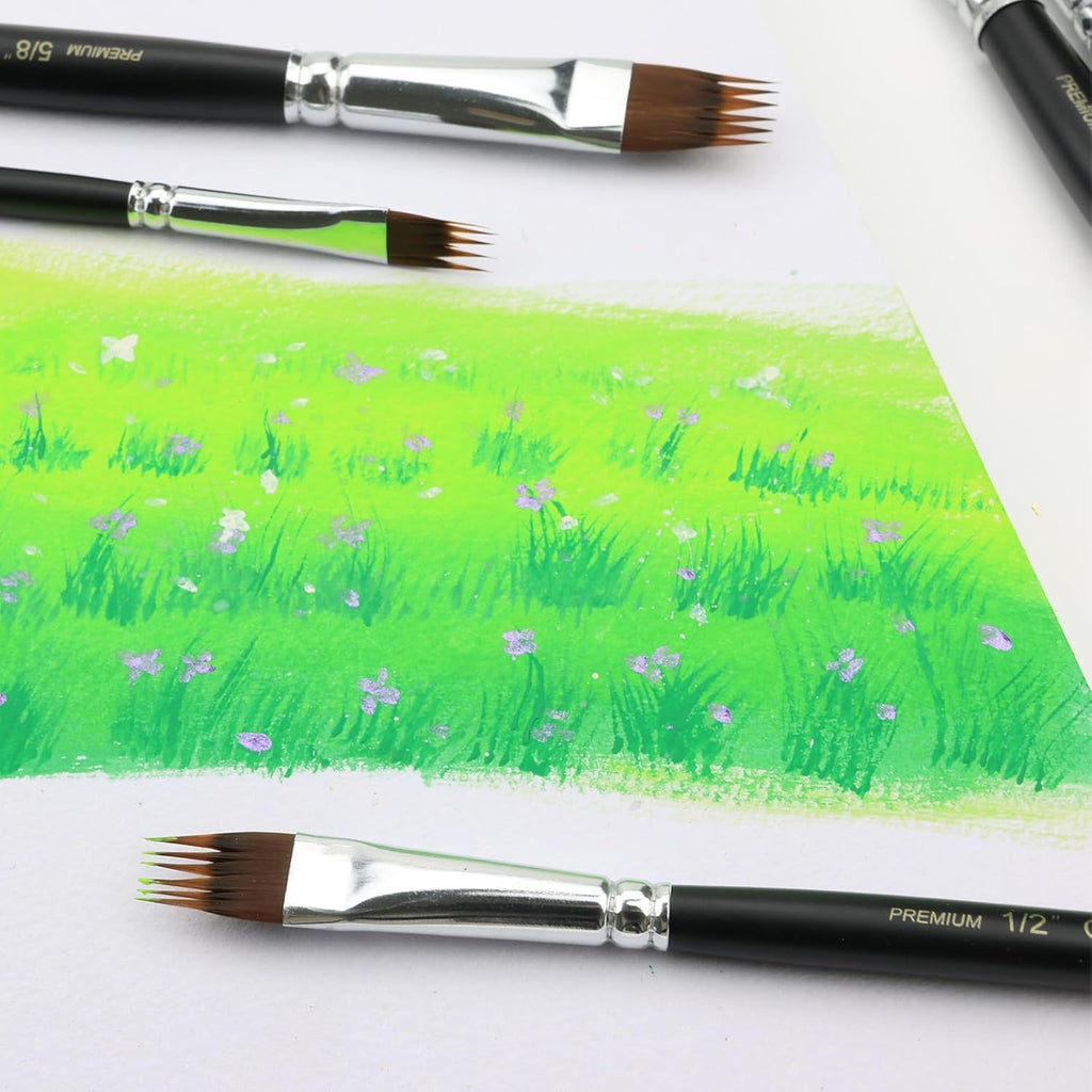 Paint Brush Comb Set - 4PCS Professional Grainer Brushes for Acrylic Painting, Oil & Watercolor - Texture Brushes for