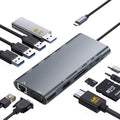 USB C Hub Multiport Adapter, 11 in 1 USB C Docking Station with 4K HDMI, 1080P VGA, 100W PD, USB 3.0, RJ45 Ethernet