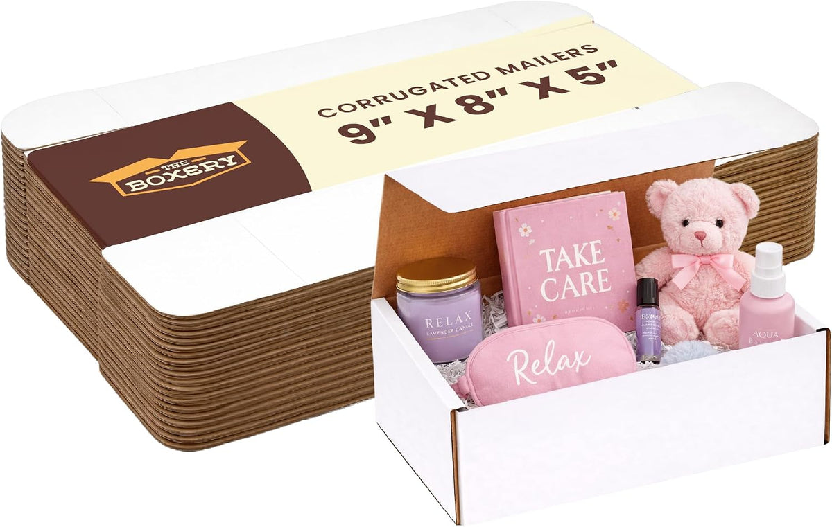 Corrugated Mailers White Tuck Shipping Boxes (9x8x5)