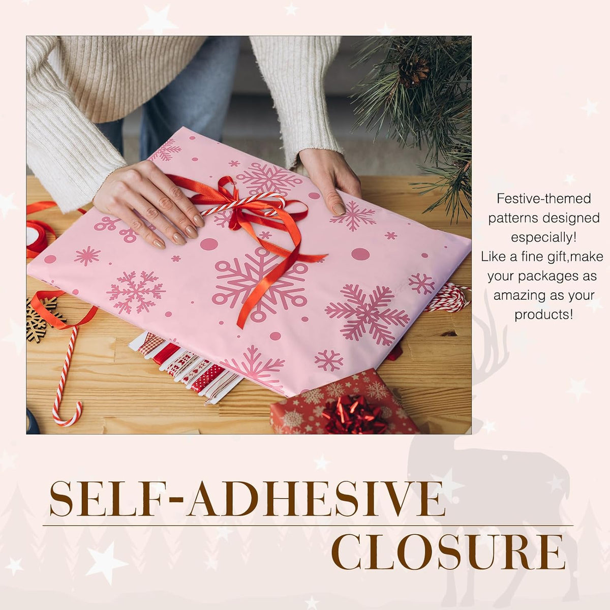 Christmas Poly Mailers 14.5x19 50PC Cute Shipping Bags for Clothes