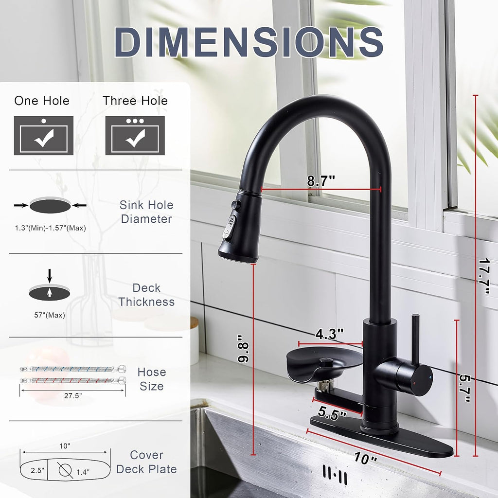 Pull Down Kitchen Faucet with Glass Rinser Single Handle Kitchen Sink Faucet with Pull Out Sprayer, Glass Rinser