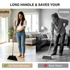Broom and Dustpan Combo Set,55" Long Handle,Beige