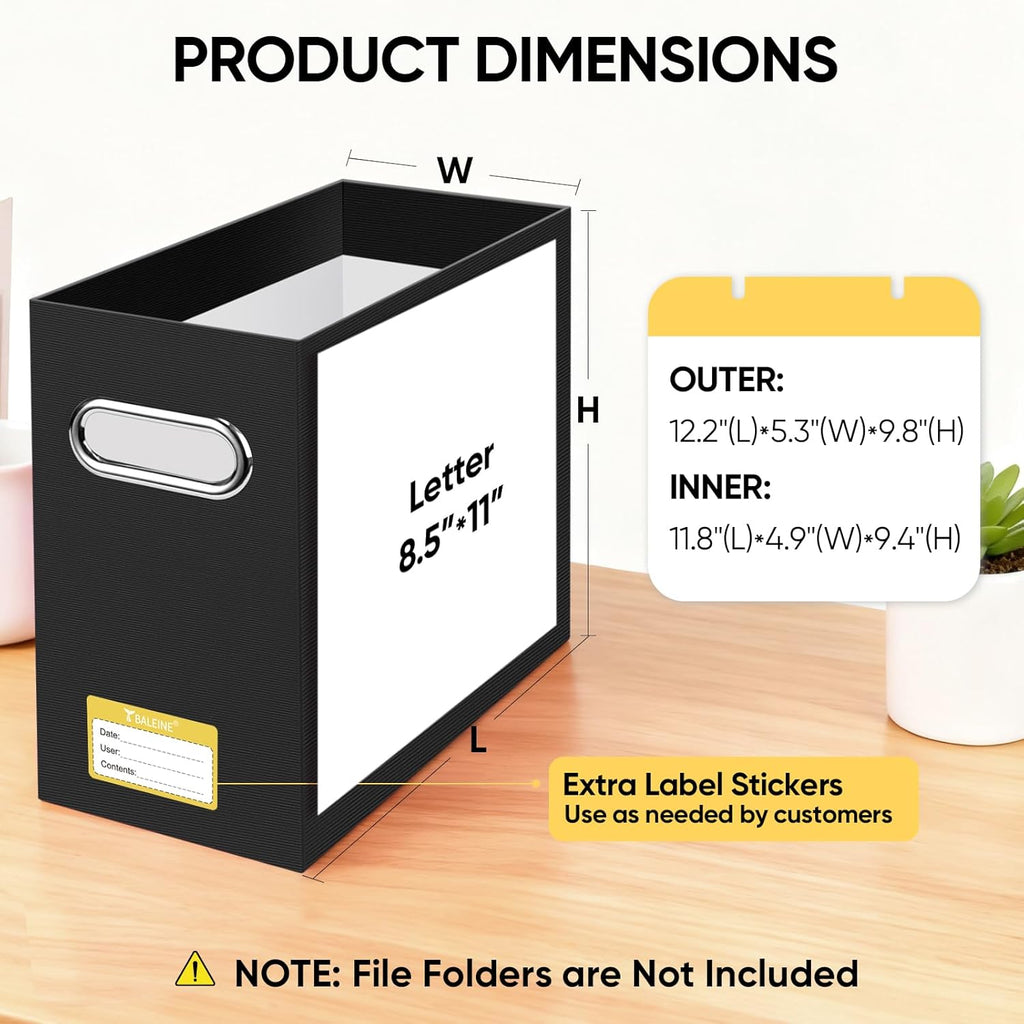 File Organizer Box, Cardboard File Folder Organizer with Handle for Letter Size, Portable Collapsible Hanging Filing