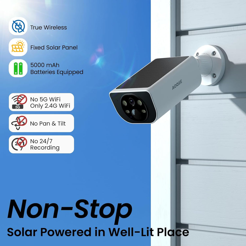 Cameras for Home Security-2K Wireless Security Camera Outdoor with AI Motion Detection & Siren, Non-Stop Solar