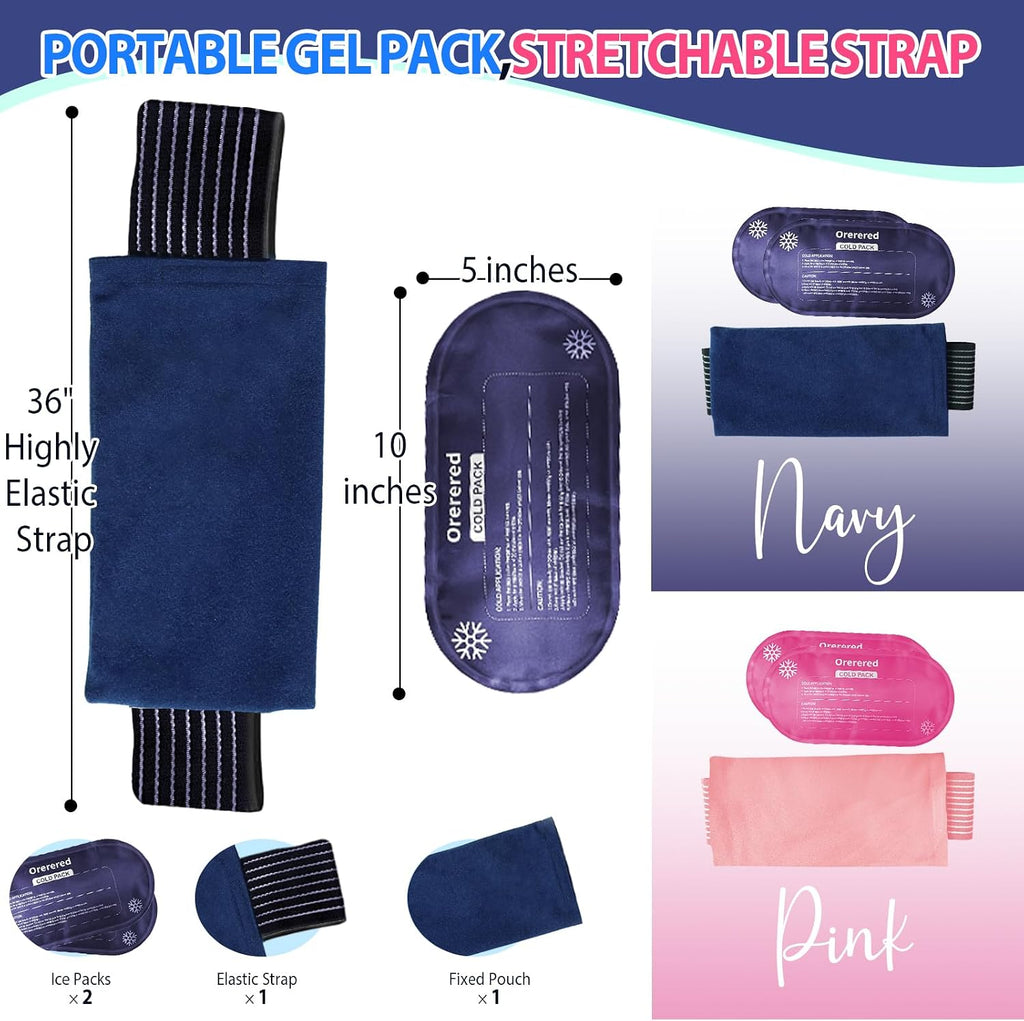 Ice Packs for Injuries Reusable, 3-Piece Set Soft Cold Gel Packs