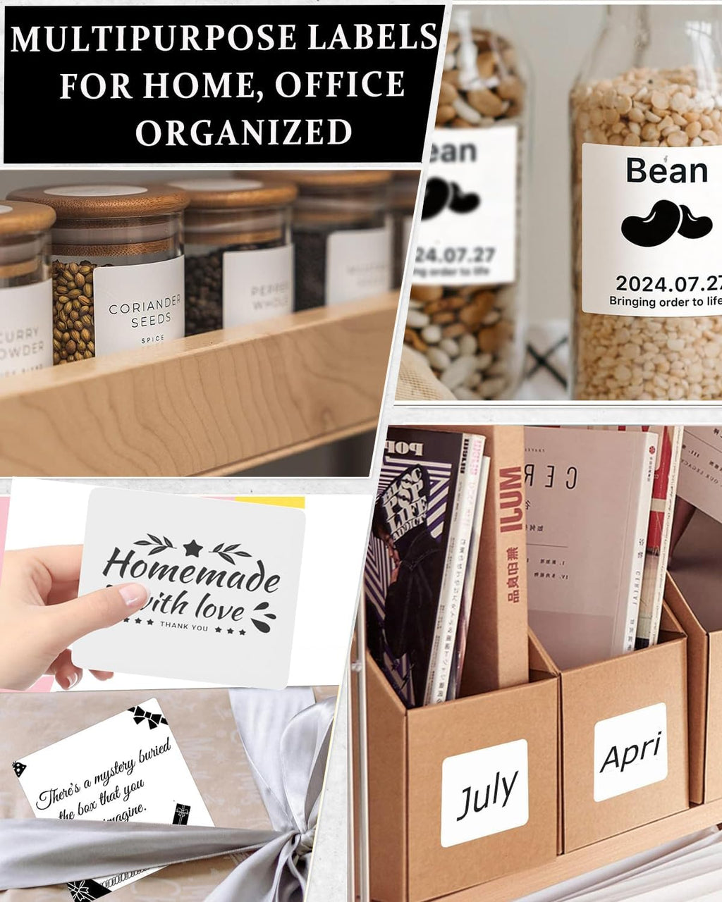 4" x 4" Thermal Labels Printable Shipping Label Stickers with Strong Adhesive, Large White Sticker Square Labels for