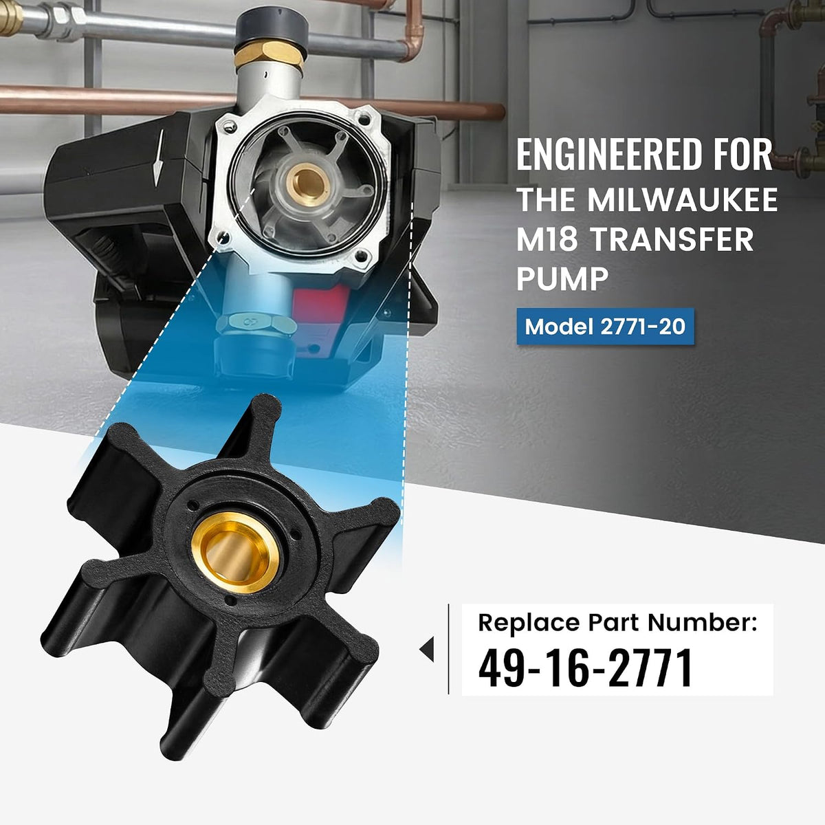 Milwaukee M18 Transfer Pump Impeller & O-Ring Kit, Replaces 49-16-2771