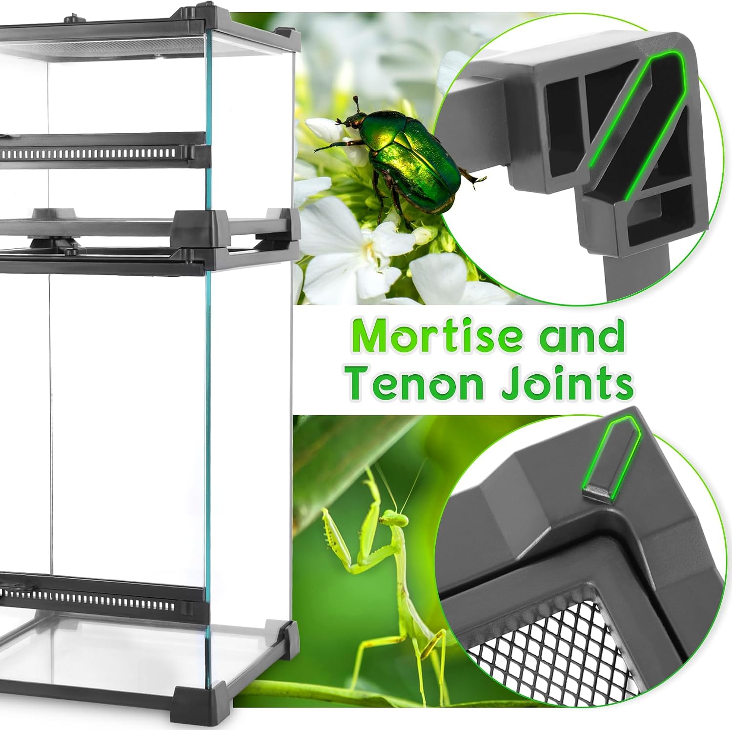 10"x10"x8" Reptile Terrarium, Single-Door Glass Terrestrial Vivarium for Small Desert Reptiles Such as Juvenile