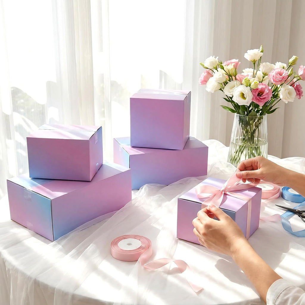 Shipping Boxes Medium 9x6x4 Inches, 30 Pack Mailer Packaging Boxes Bulk, Pink Blue Corrugated Cardboard Boxes for