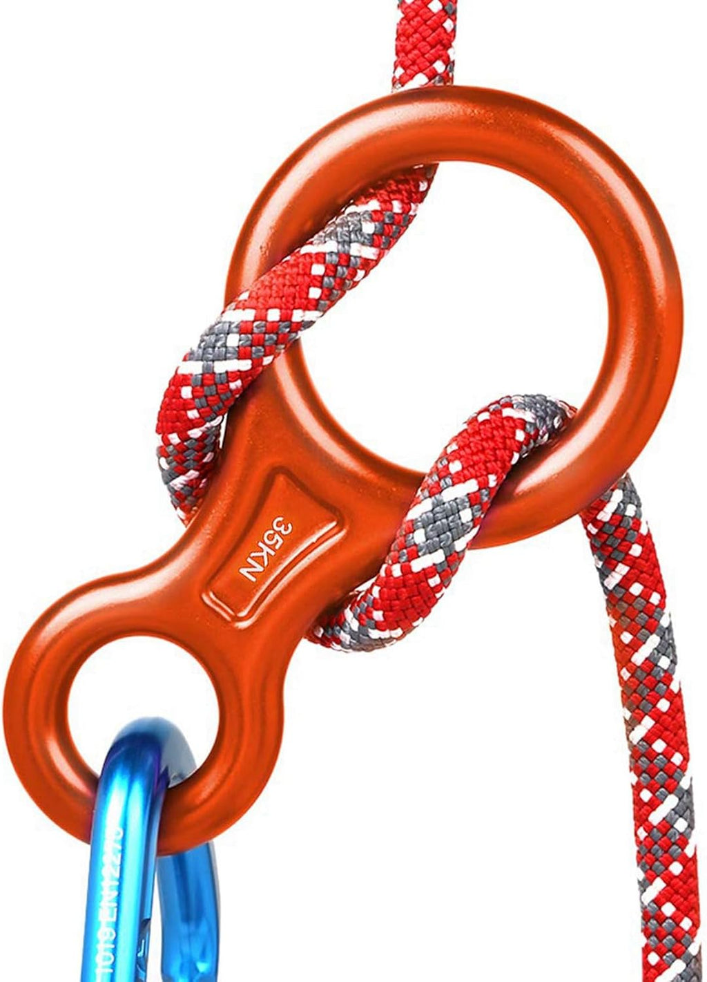 2X 35KN Figure 8 Climbing Descender Aluminum Alloy Downhill Equipment for Climbing Belaying and Rappeling Device, Orange