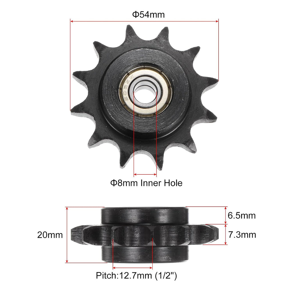 uxcell 2pcs DIN(ISO) 08B Roller Chain Idler Sprocket 8mm Bore, 1/2" Pitch