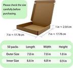 7x7x1 inch Small Shipping Boxes 50 Pack, Brown Corrugated Cardboard Mailers
