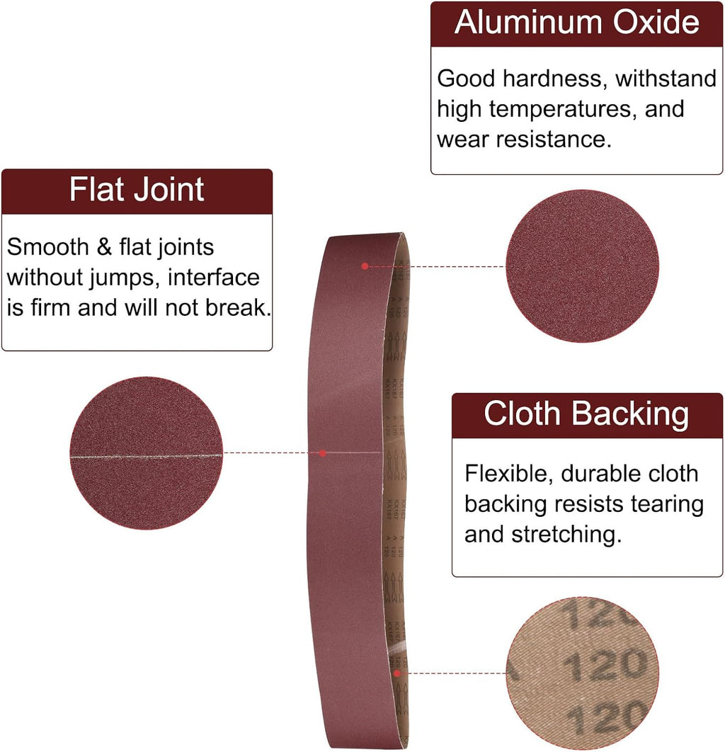 uxcell 2pcs 6" x 89" Sanding Belts 120 Grits Aluminum Oxide