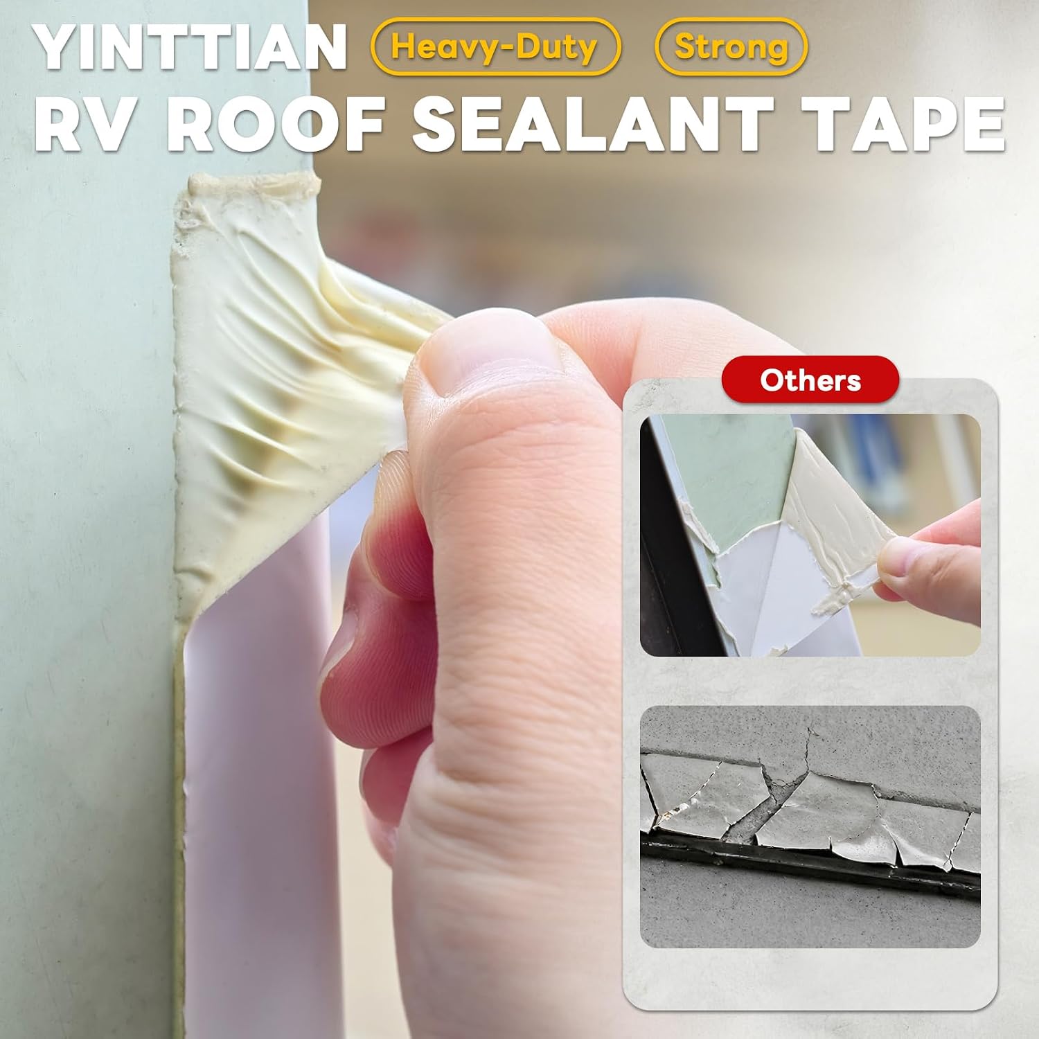 Waterproof White Butyl RV Roof Sealant Tape 4" x10', 40 mil Thick Patch
