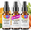Skincare Set: Retinol, Vitamin C, and 99% Hyaluronic Acid Serum, Face Serum Set Targets Appearance of Uneven Skin and