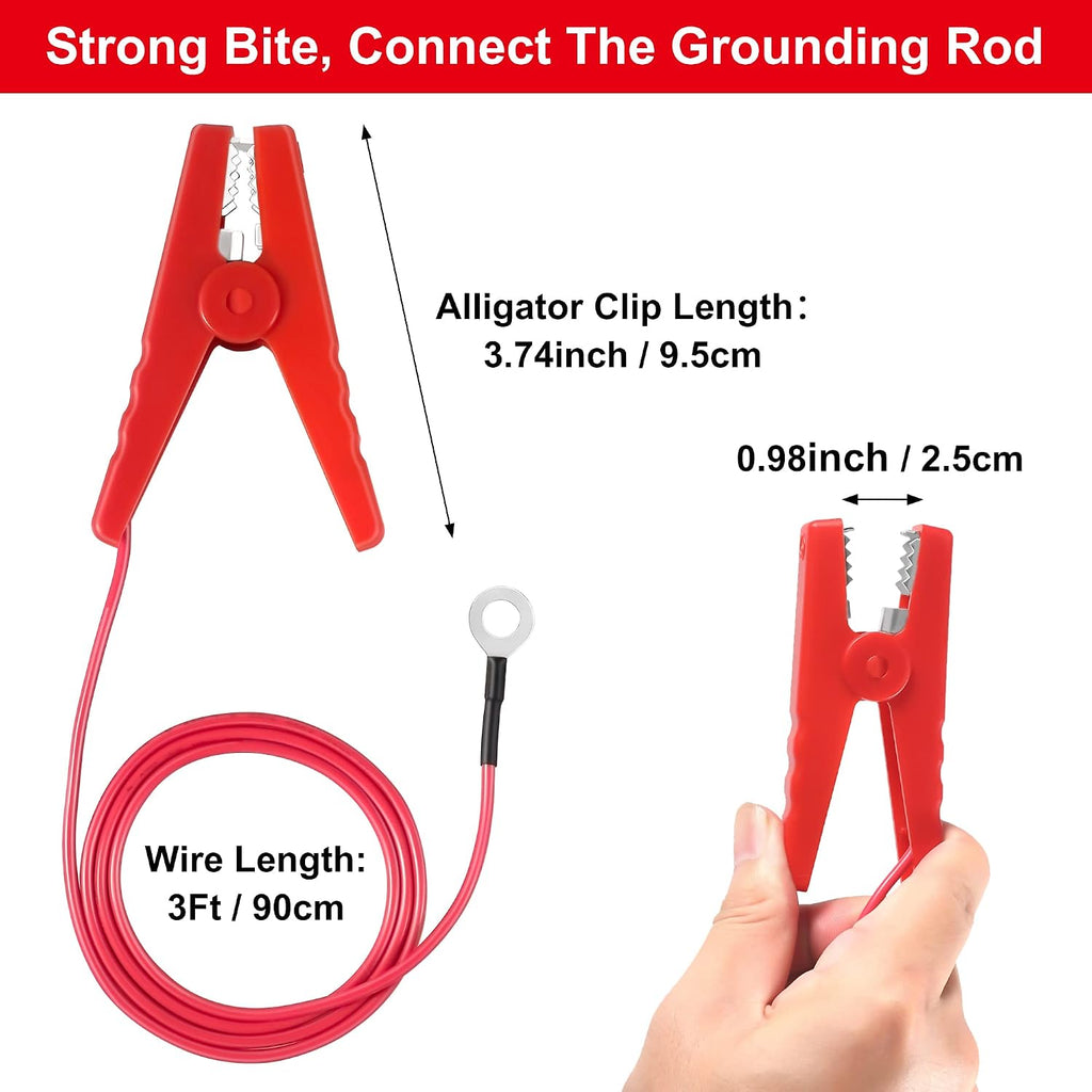 Electric Fence Lead Wire Connector, 18AWG Alligator Clip Set, 3Ft