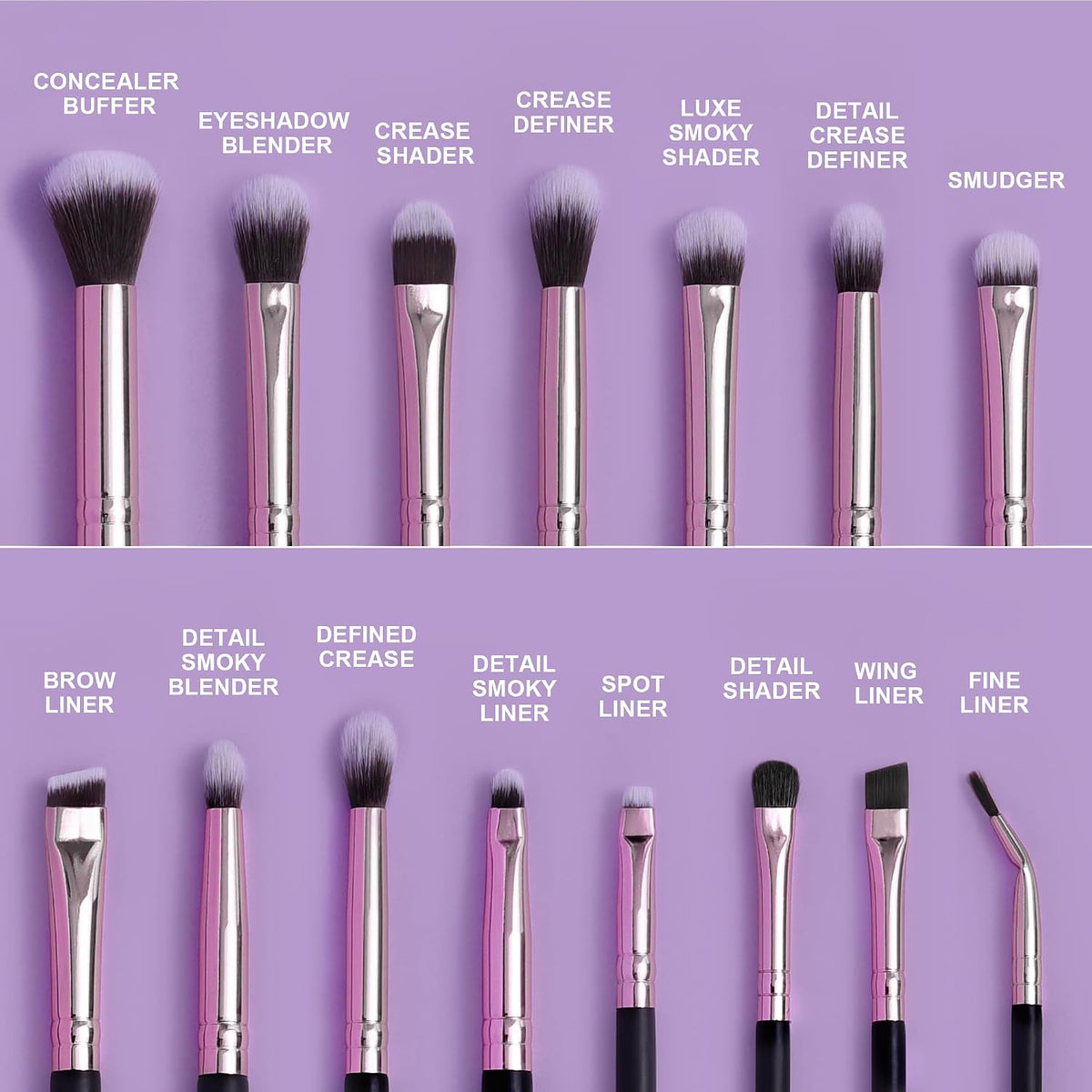 15Pcs Professional Eye shadow brush set (Rose Gold & Black)